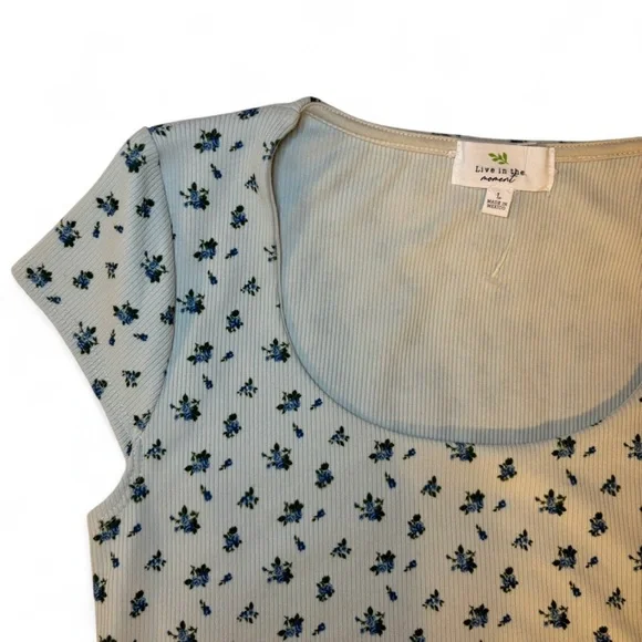 NWT Live In The Moment Large Blue Floral Crop Top Y2K Grunge - Picture 3 of 5